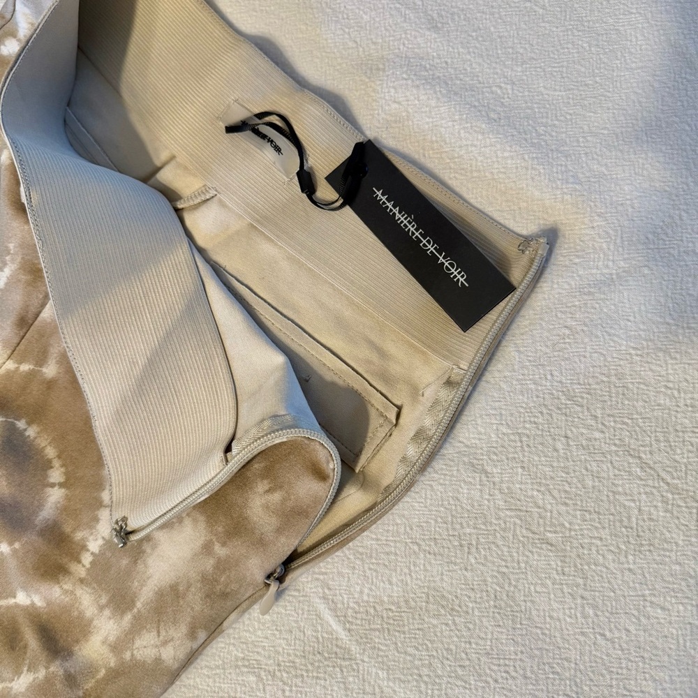❤️ Maniere de Voir Tan Printed Tie Up Dye High Waisted Flared Legging Pants 6 - Picture 8 of 15